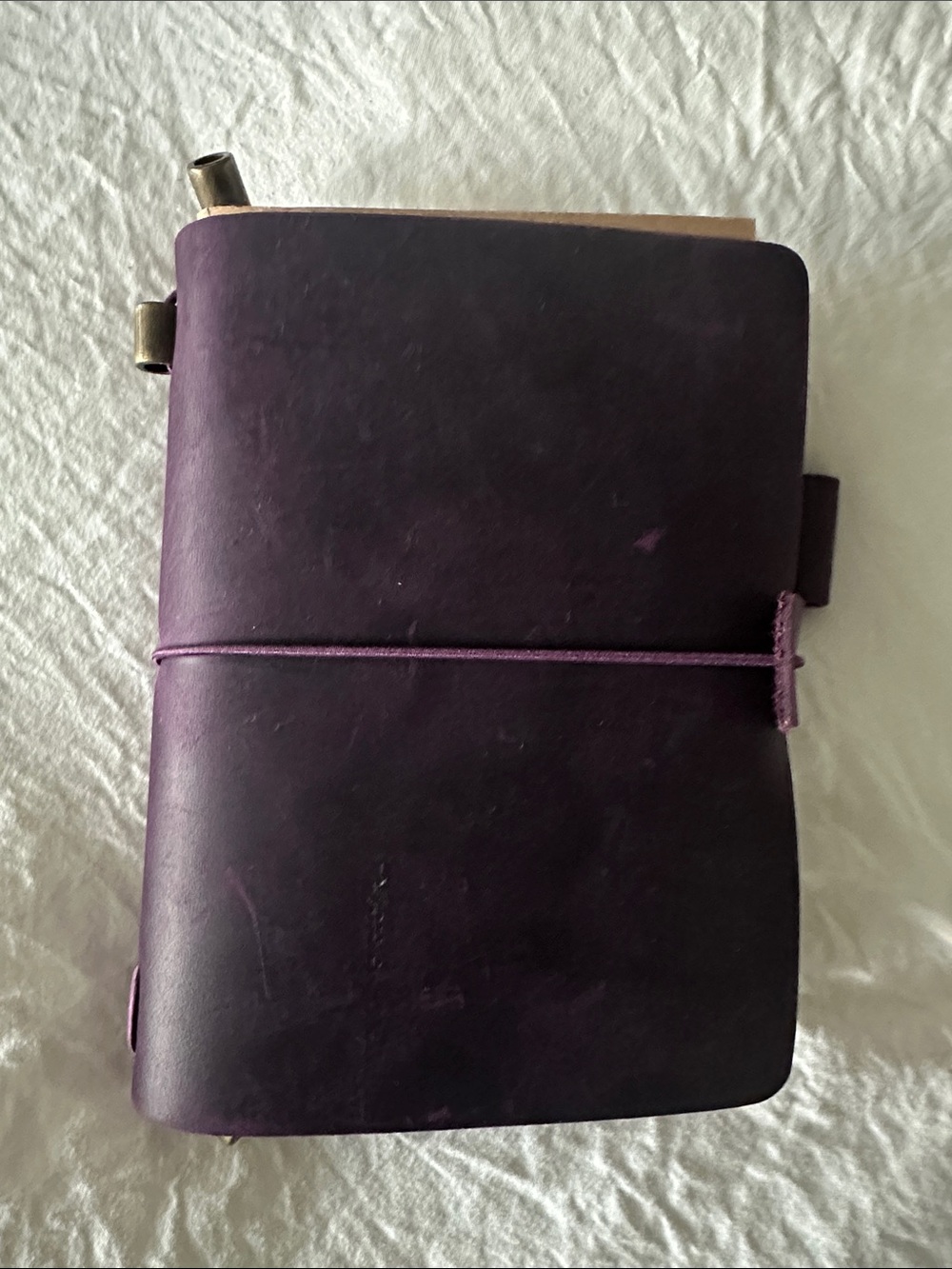 Leather Travel Notebook Cover - Purple -pocket size